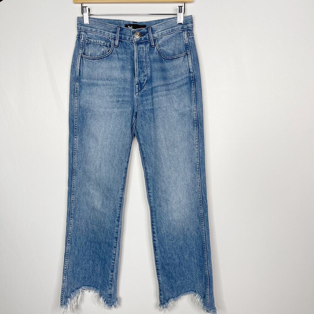 3x1 Womens 25 Shelter Austin Crop Jean Byrd High Rise Raw Frayed Hem Button Fly